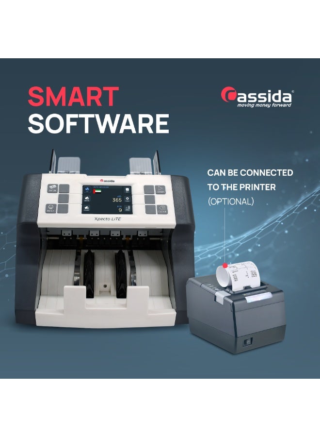 Cassida Xpecto Lite (AED only) Cash counting machine detector bill counter mix value with Dust Cover and External Display - Image 4